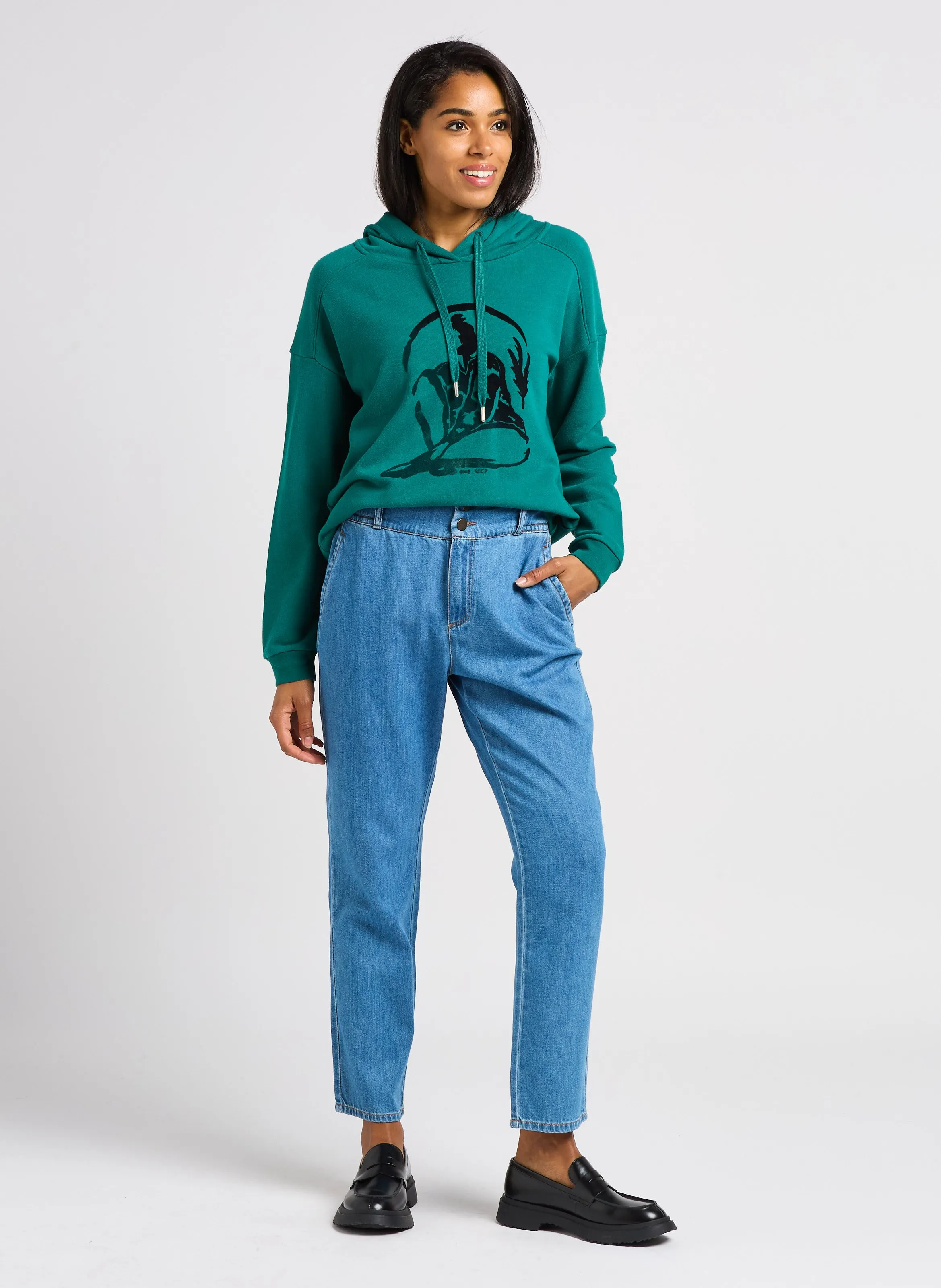 MAORI  SUDADERA CON CAPUCHA RECTA DE ALGODóN MEZCLADO EN VERDE