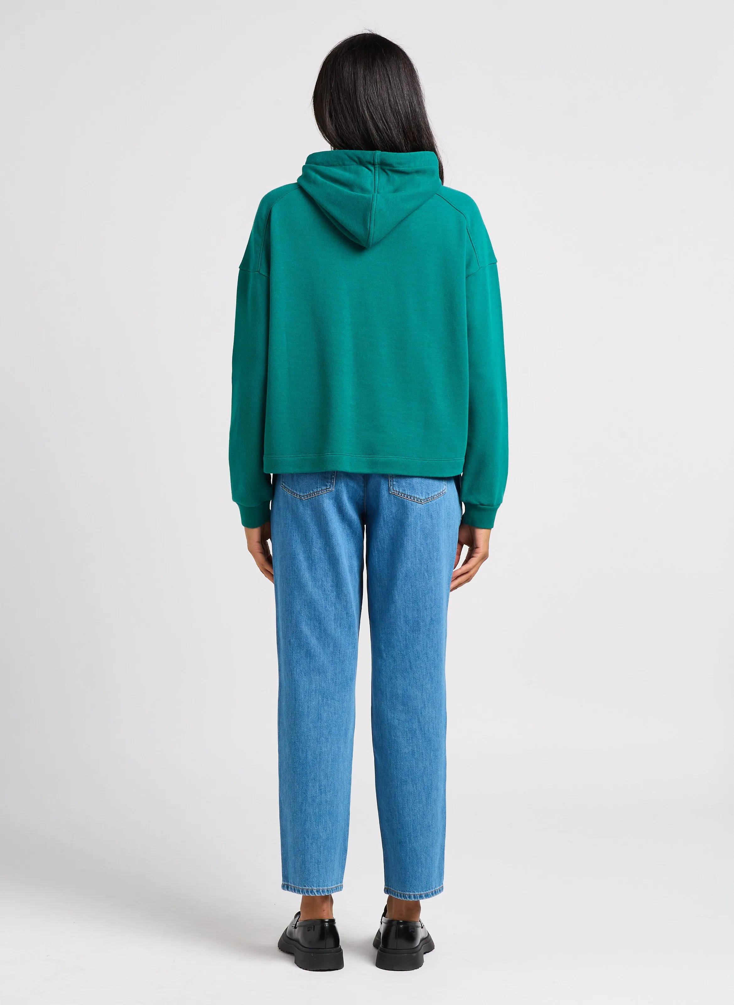 MAORI  SUDADERA CON CAPUCHA RECTA DE ALGODóN MEZCLADO EN VERDE