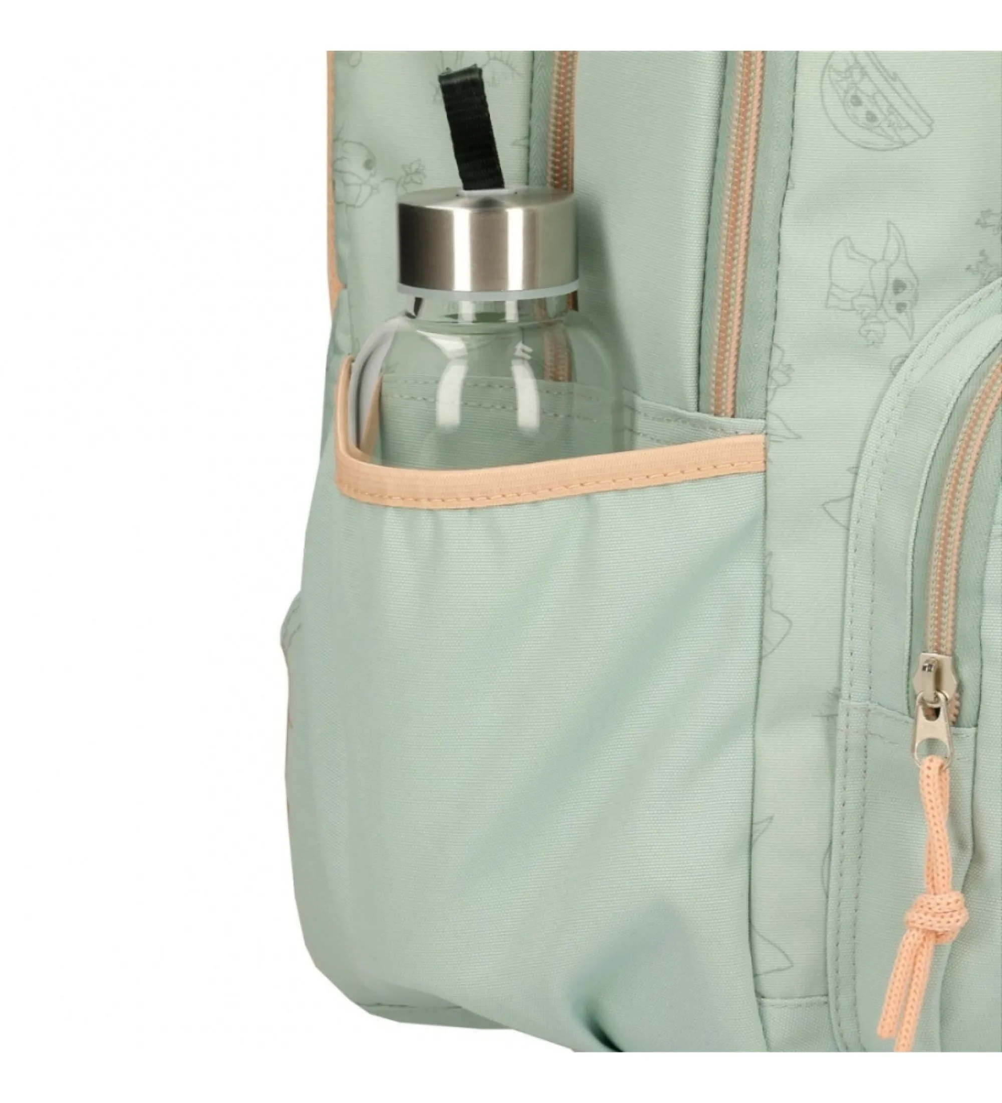 Mochila escolar Grogu doble compartimento verde