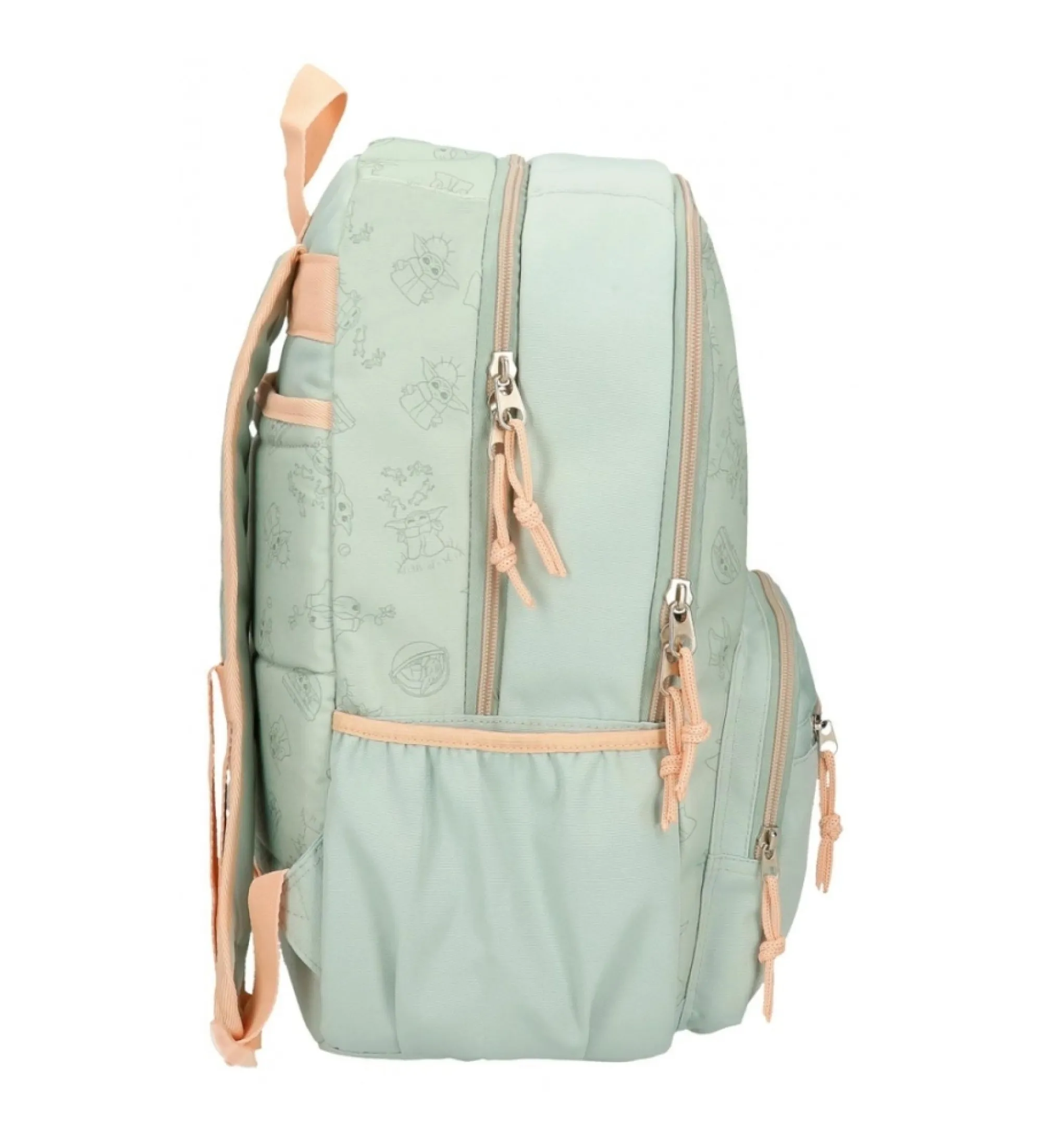 Mochila escolar Grogu doble compartimento verde