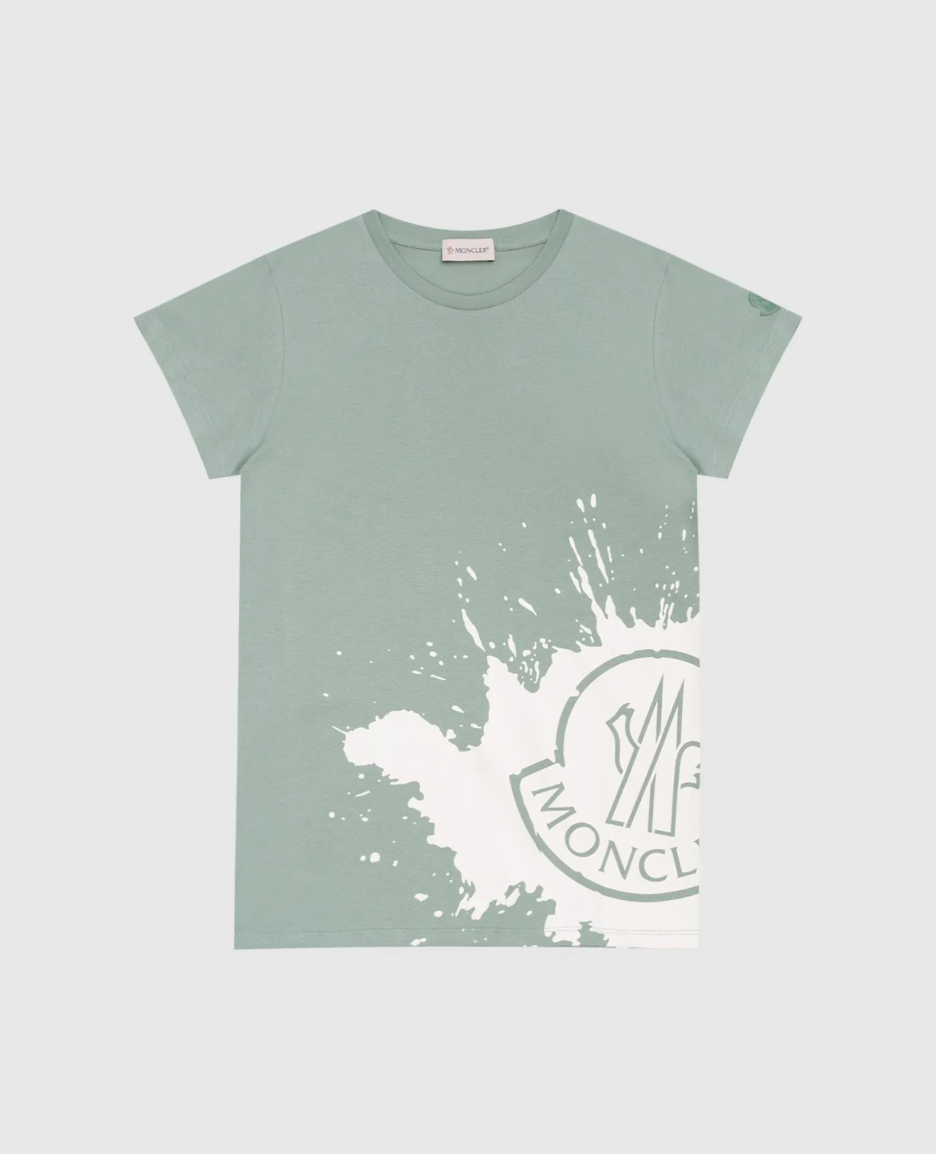 MONCLER ENFANT CHILDREN'S GREEN TSHIRT WITH LOGO PRINT