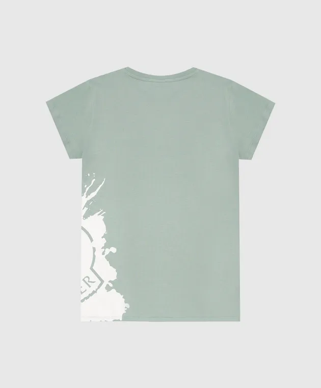 MONCLER ENFANT CHILDREN'S GREEN TSHIRT WITH LOGO PRINT