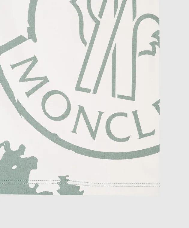 MONCLER ENFANT CHILDREN'S GREEN TSHIRT WITH LOGO PRINT