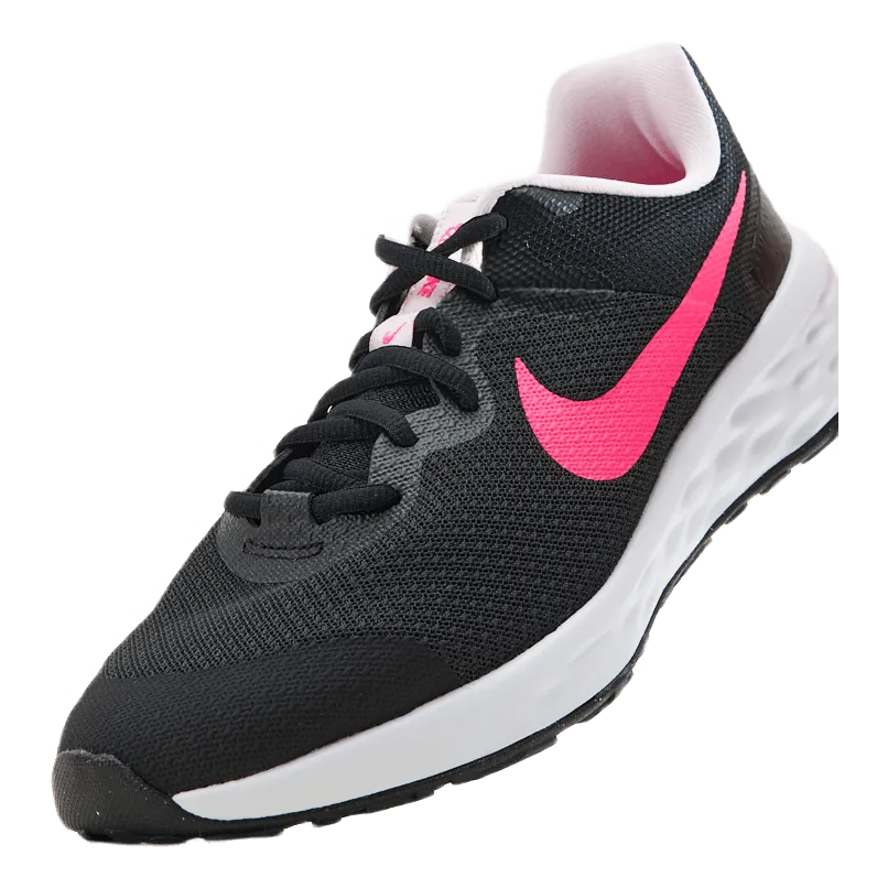 NIKE REVOLUTION 6 BIG KIDS' ROAD RUNNING SHOES BLACK/HYPER PINKPINK FOAM