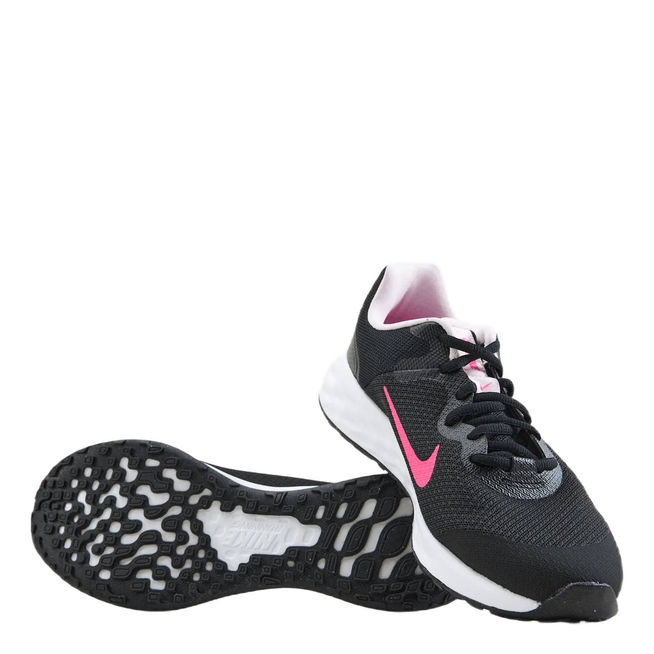 NIKE REVOLUTION 6 BIG KIDS' ROAD RUNNING SHOES BLACK/HYPER PINKPINK FOAM