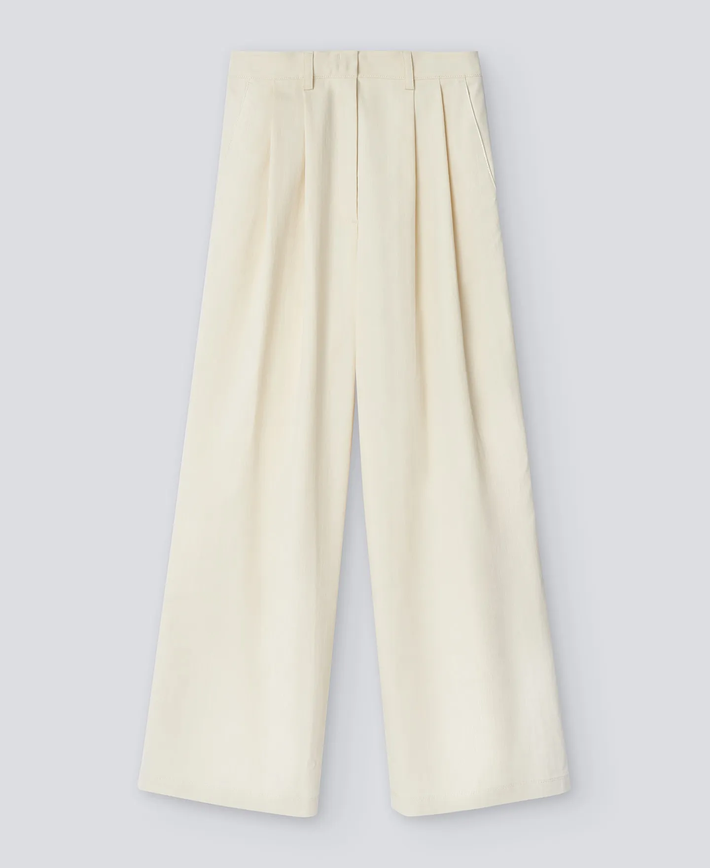 Pantalón pinzas crudo mujer