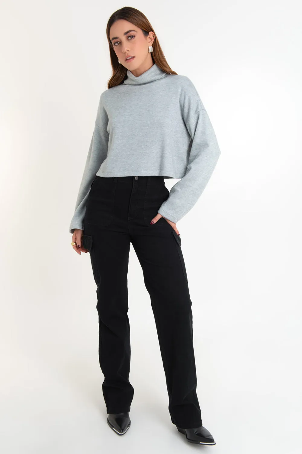 Pantalón de cintura alta cargo fit recto