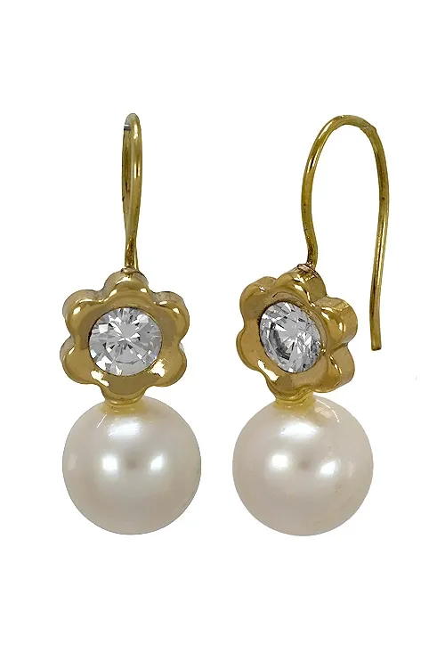 PENDIENTES DE ORO DE LEY CON PERLA Y CIRCONITA A PRECIO DE OCASIóN 026_P0103