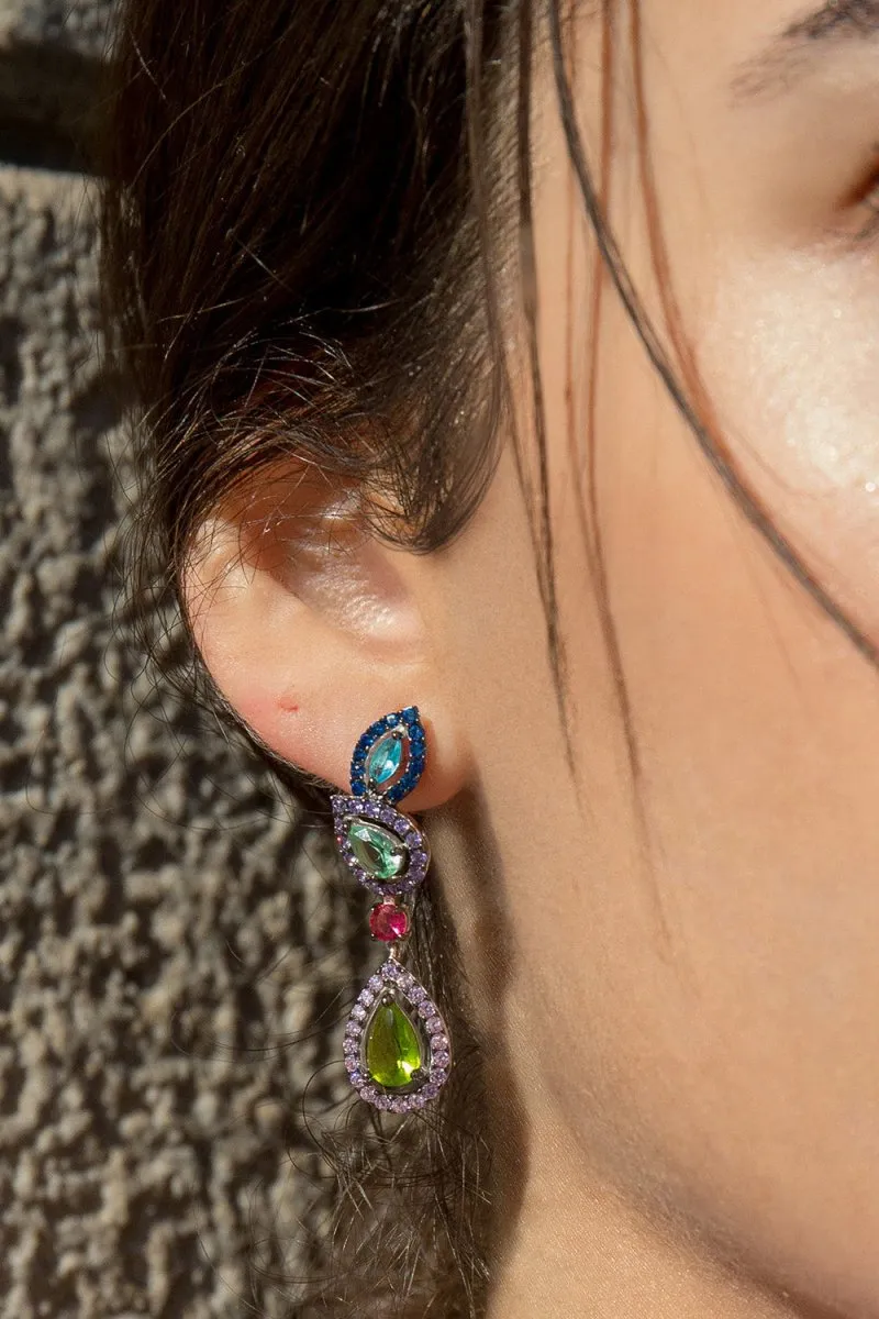 Pendientes de piedras de colores diseo desigual brillantes