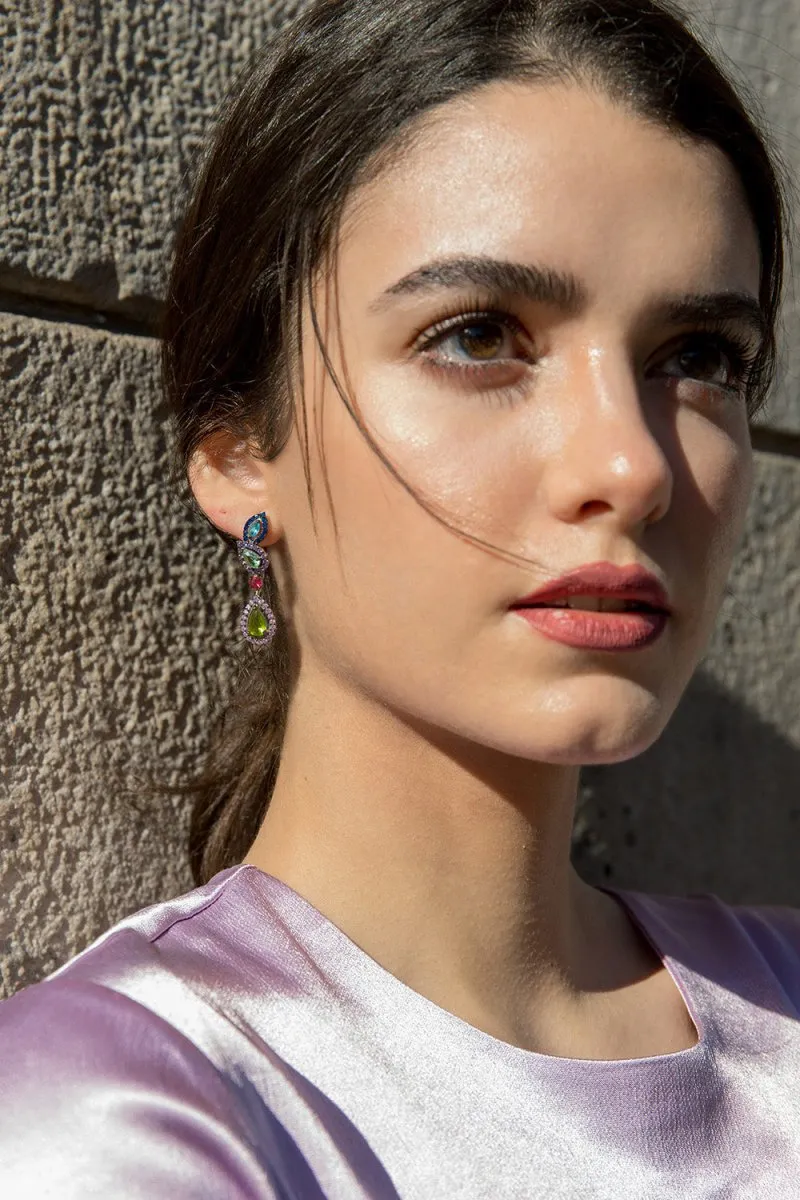 Pendientes de piedras de colores diseo desigual brillantes