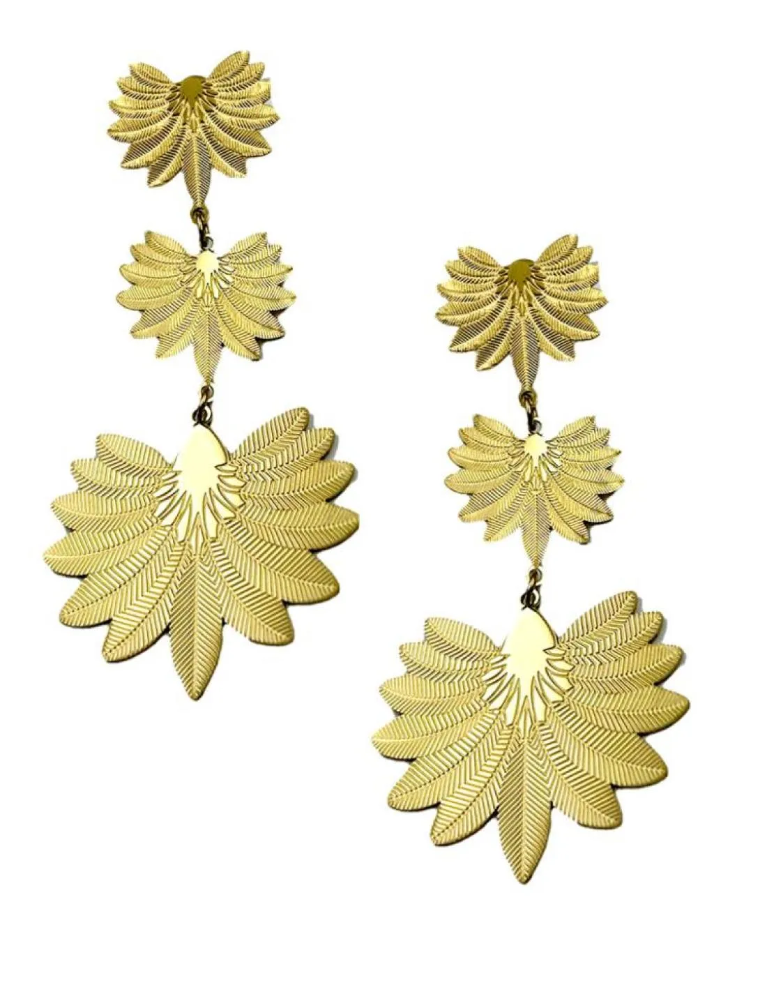 PENDIENTES DORADOS DE FIESTA LARGOS CON FLORES EXOTICAS