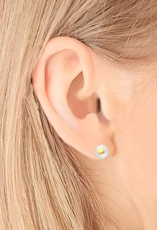 Pendientes perla cultivada y oro amarillo 18K mod mariposa 030_2088