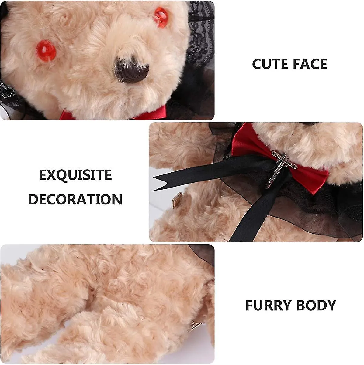 Plush Satchel Bag Gothic Style Bear Shoulder Bag Pearl Chain Decor Lolita Cosplay Purse