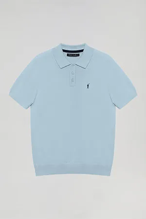 Polo de punto azul celeste con bordado Rigby Go