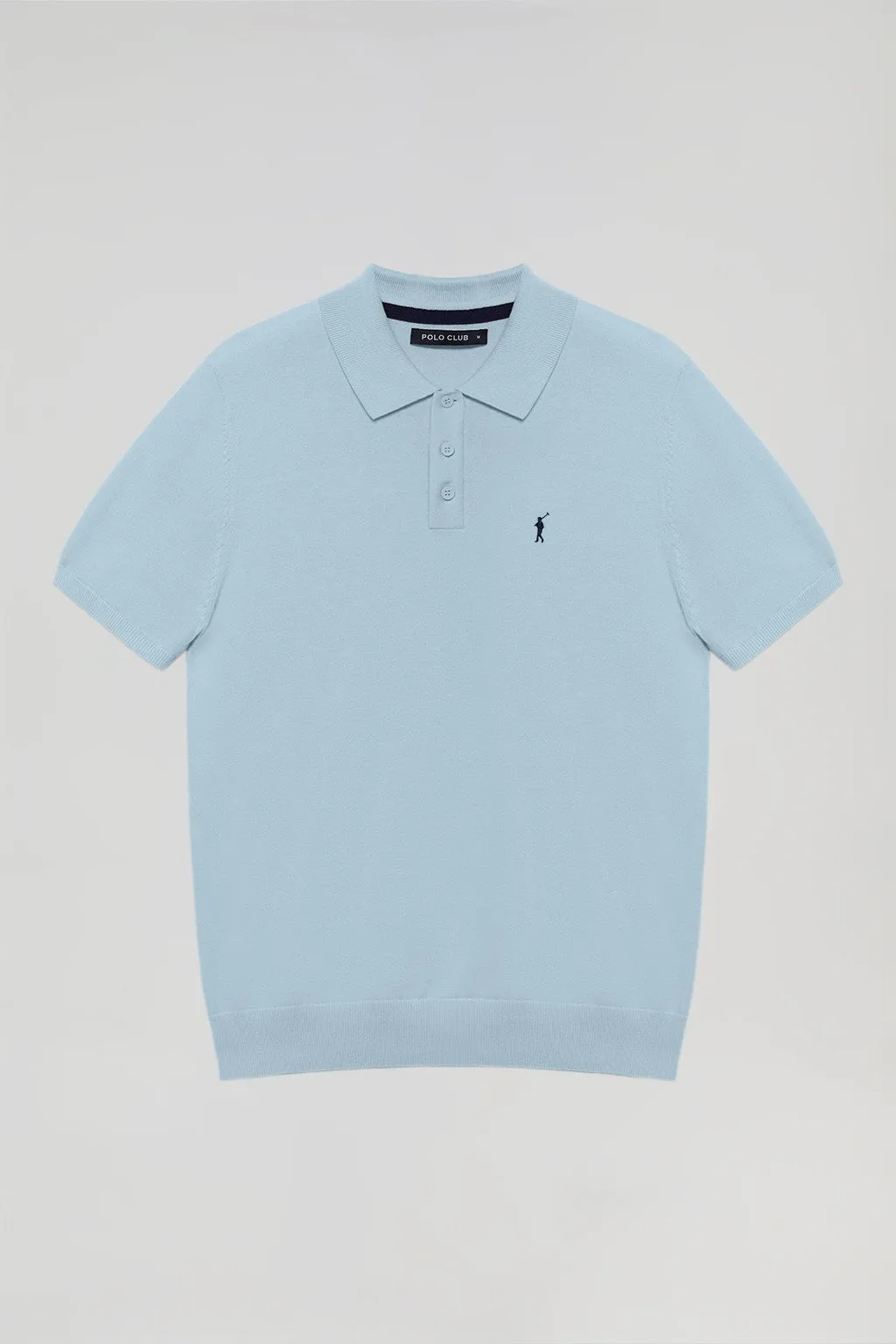 Polo de punto azul celeste con bordado Rigby Go