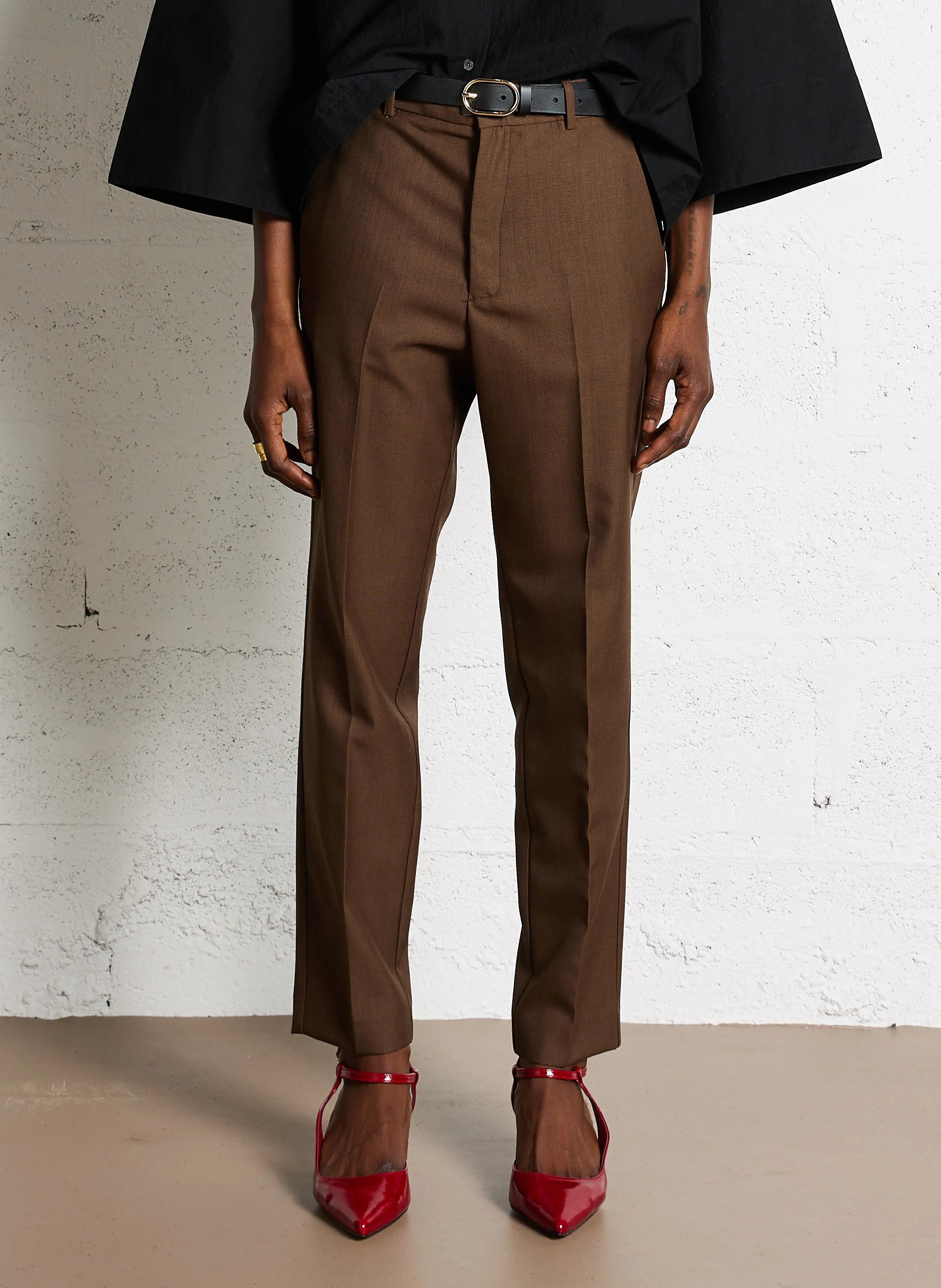 SOEUR ADELEBIS  PANTALóN PITILLO DE MEZCLA DE LANA EN MARRON