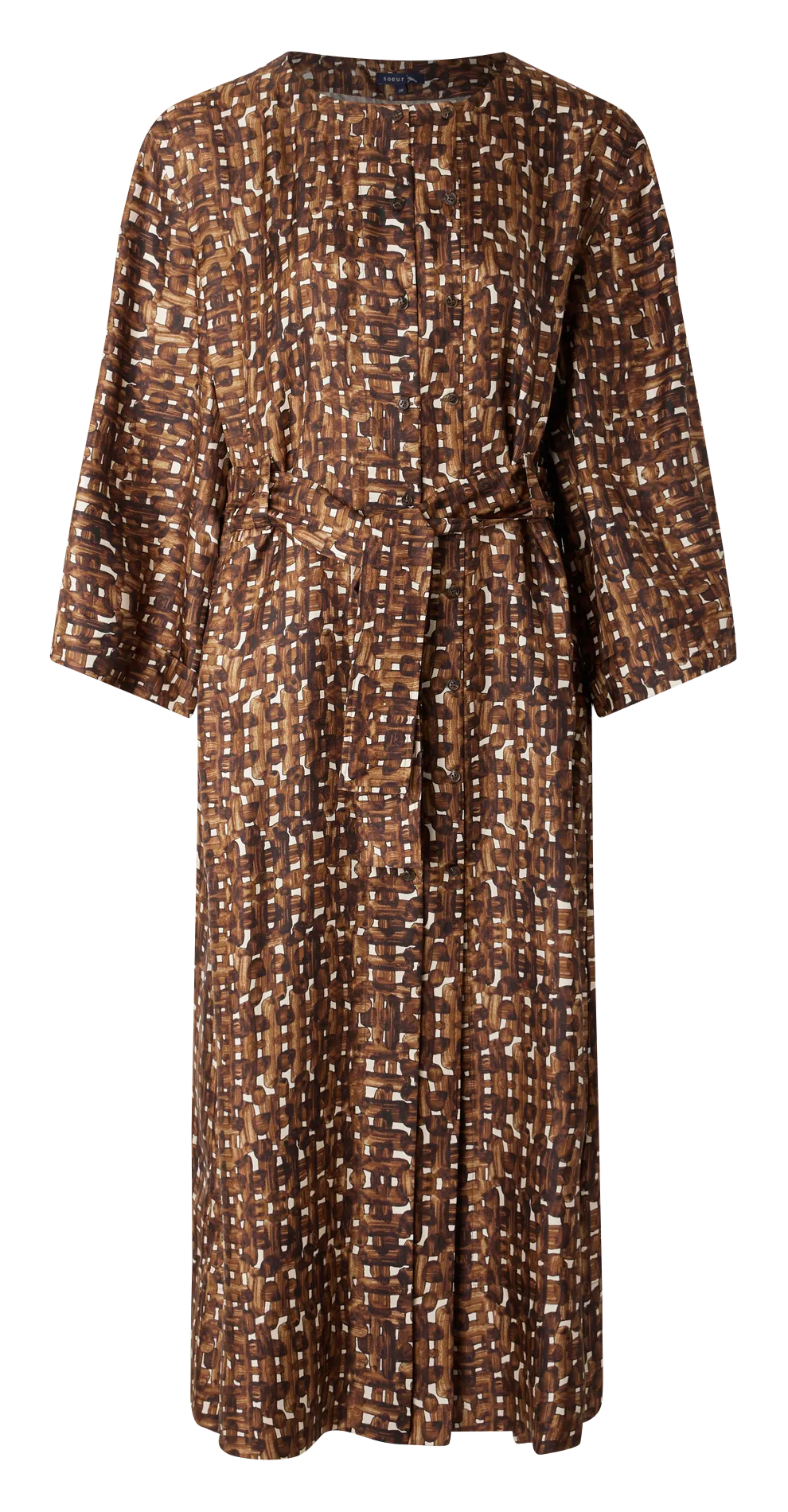SOEUR URUGUAY  VESTIDO CAMISERO LARGO ESTAMPADO EN SEDA EN MULTICOLOR