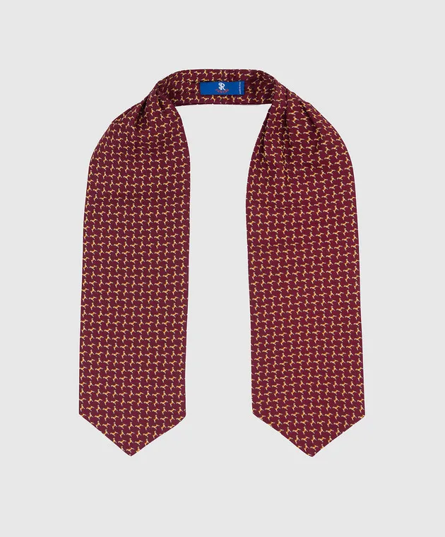 Stefano Ricci Children's burgundy patterned silk ascot tie