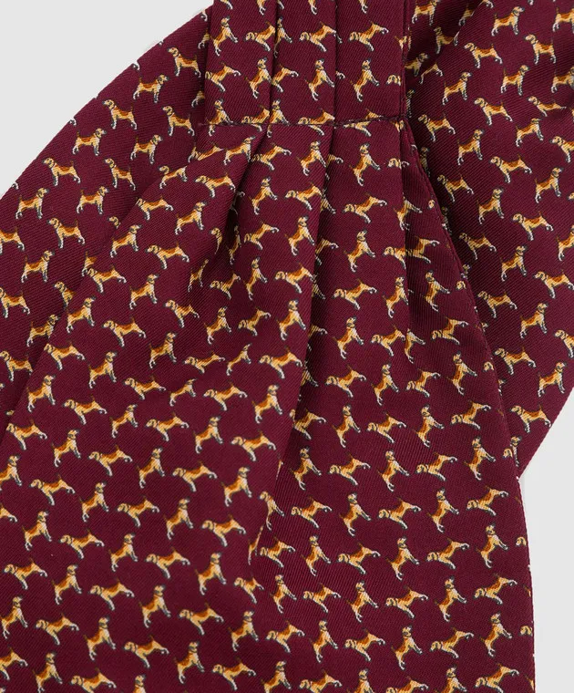 Stefano Ricci Children's burgundy patterned silk ascot tie
