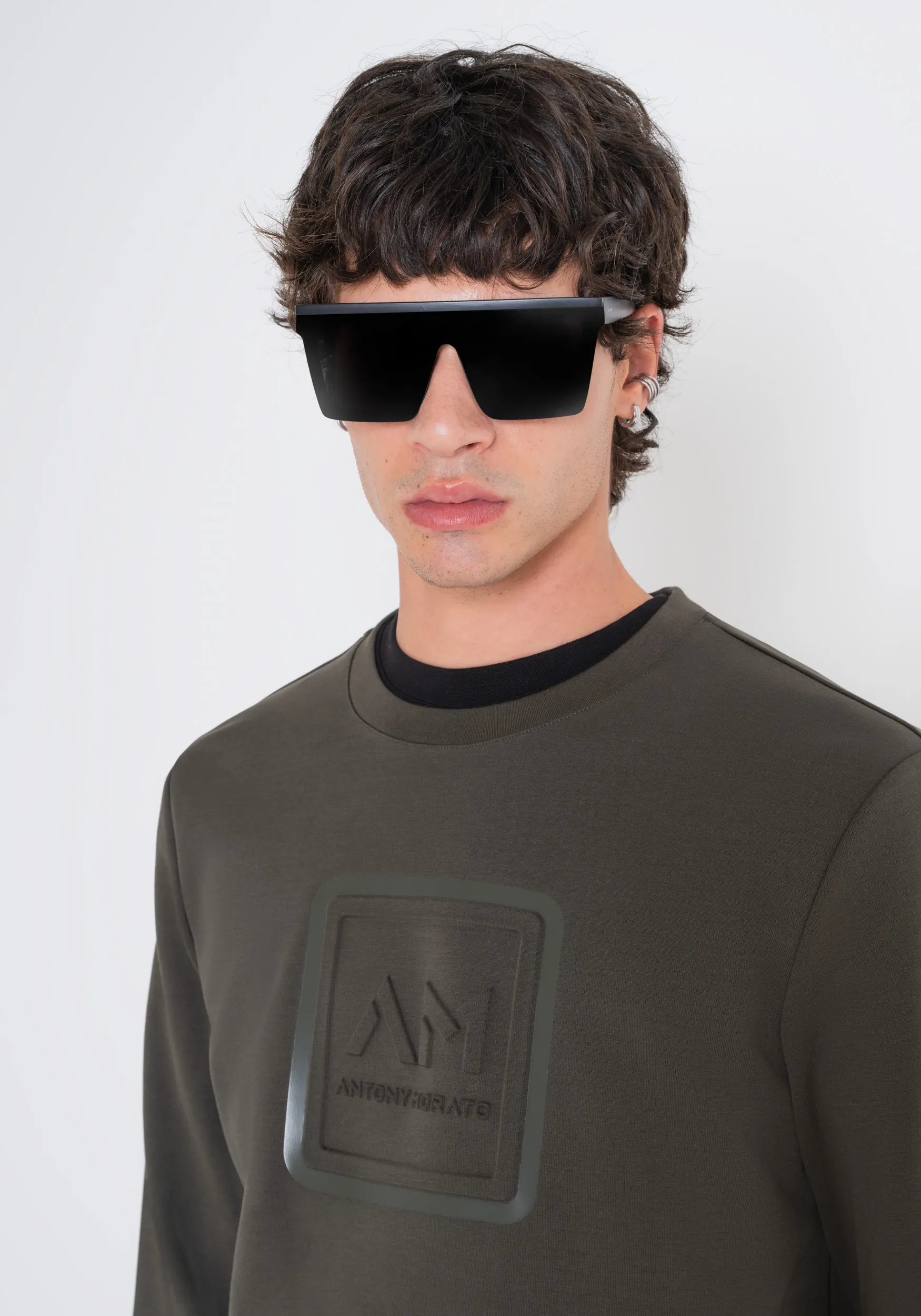 SUDADERA SLIM FIT DE MEZCLA DE ALGODÓN VERDE CON LOGOTIPO BORDADO