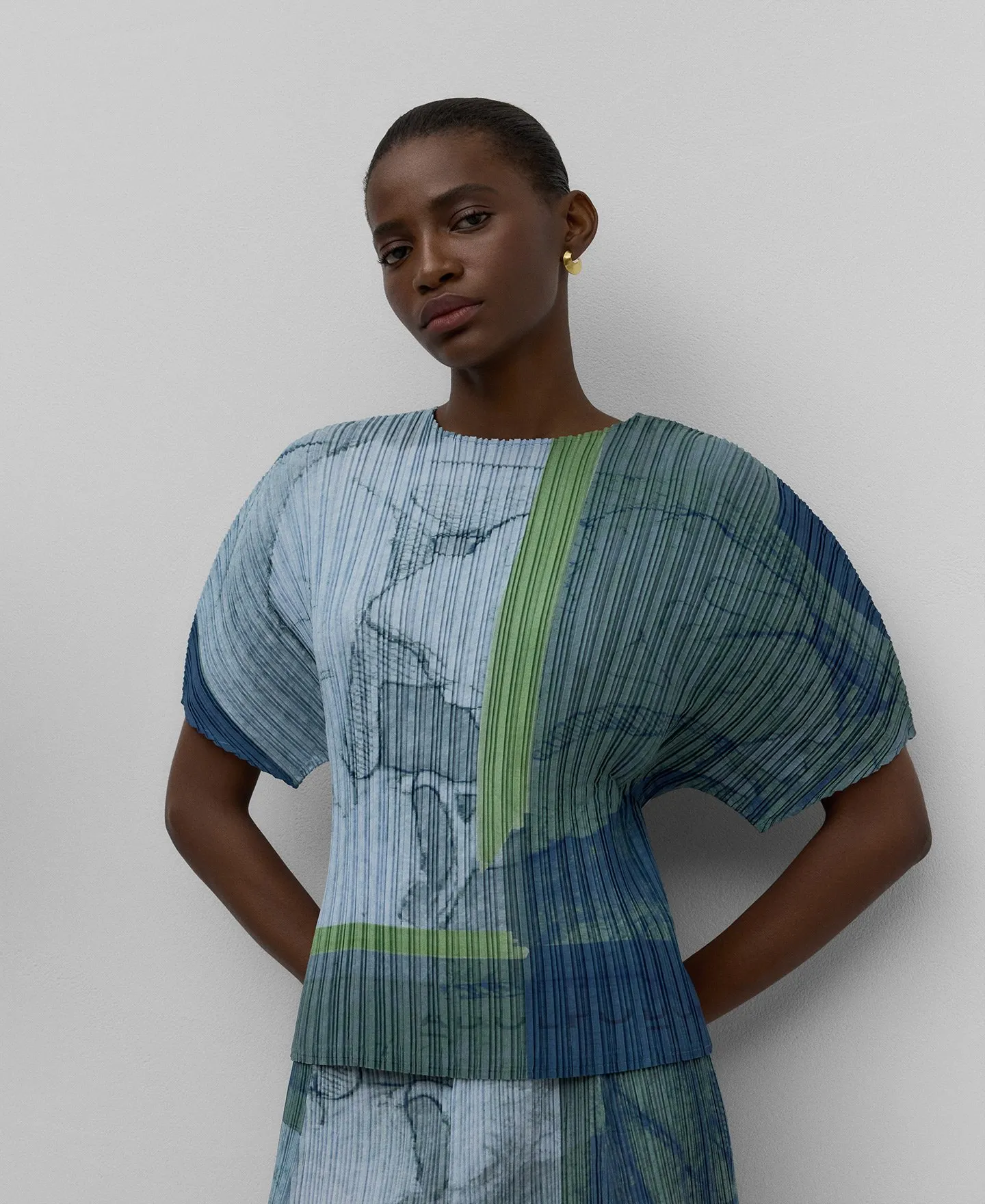 Top crinkle estampado mujer