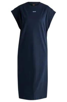 Vestido estilo camiseta de punto de algodón con logo en relieve