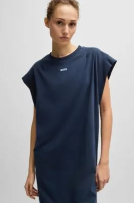 Vestido estilo camiseta de punto de algodón con logo en relieve