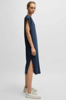 Vestido estilo camiseta de punto de algodón con logo en relieve