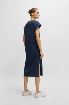 Vestido estilo camiseta de punto de algodón con logo en relieve