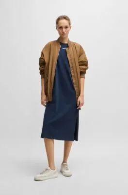 Vestido estilo camiseta de punto de algodón con logo en relieve