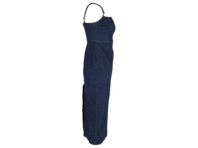 Vestido midi de denim elástico Delphinia de Reformation en algodón azul marino 