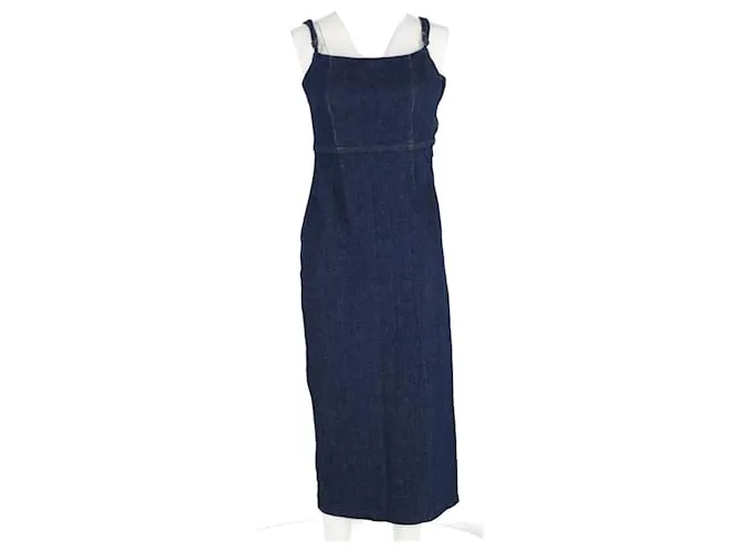 Vestido midi de denim elástico Delphinia de Reformation en algodón azul marino 