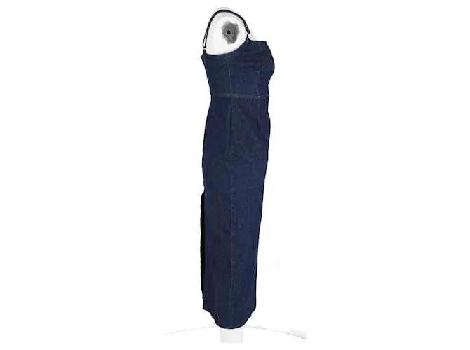 Vestido midi de denim elástico Delphinia de Reformation en algodón azul marino 