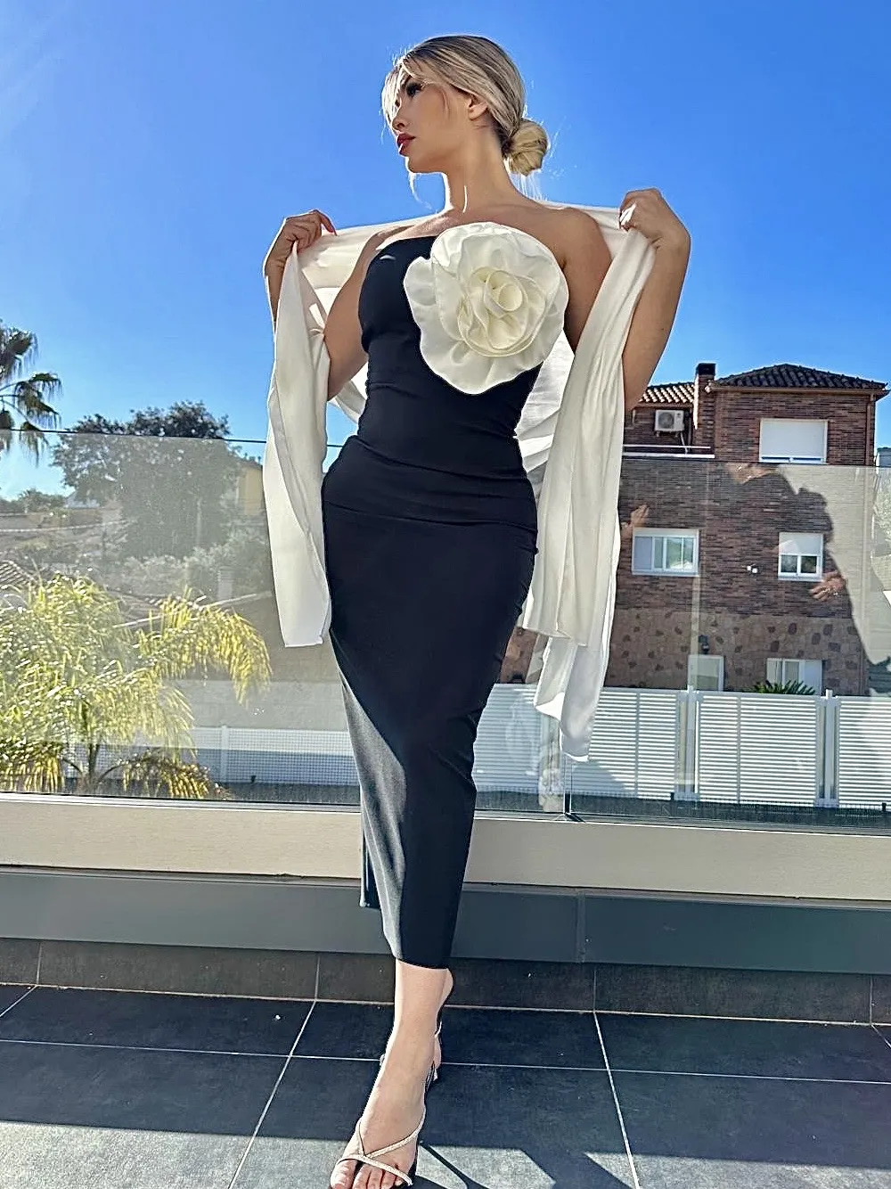 Vestido midi palabra de honor