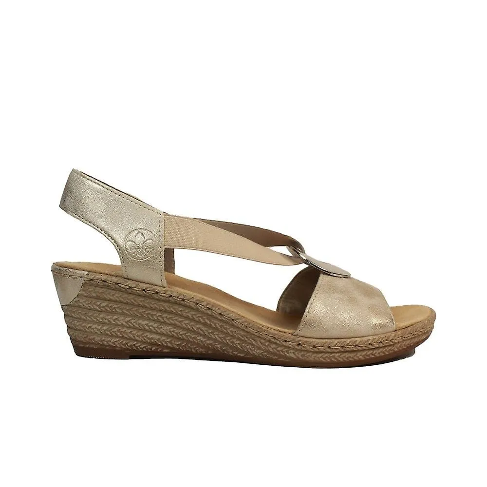 WOMEN'S RIEKER 624H660 | MUSCHEL BEIGE | WOMENS PULL ON SANDALS