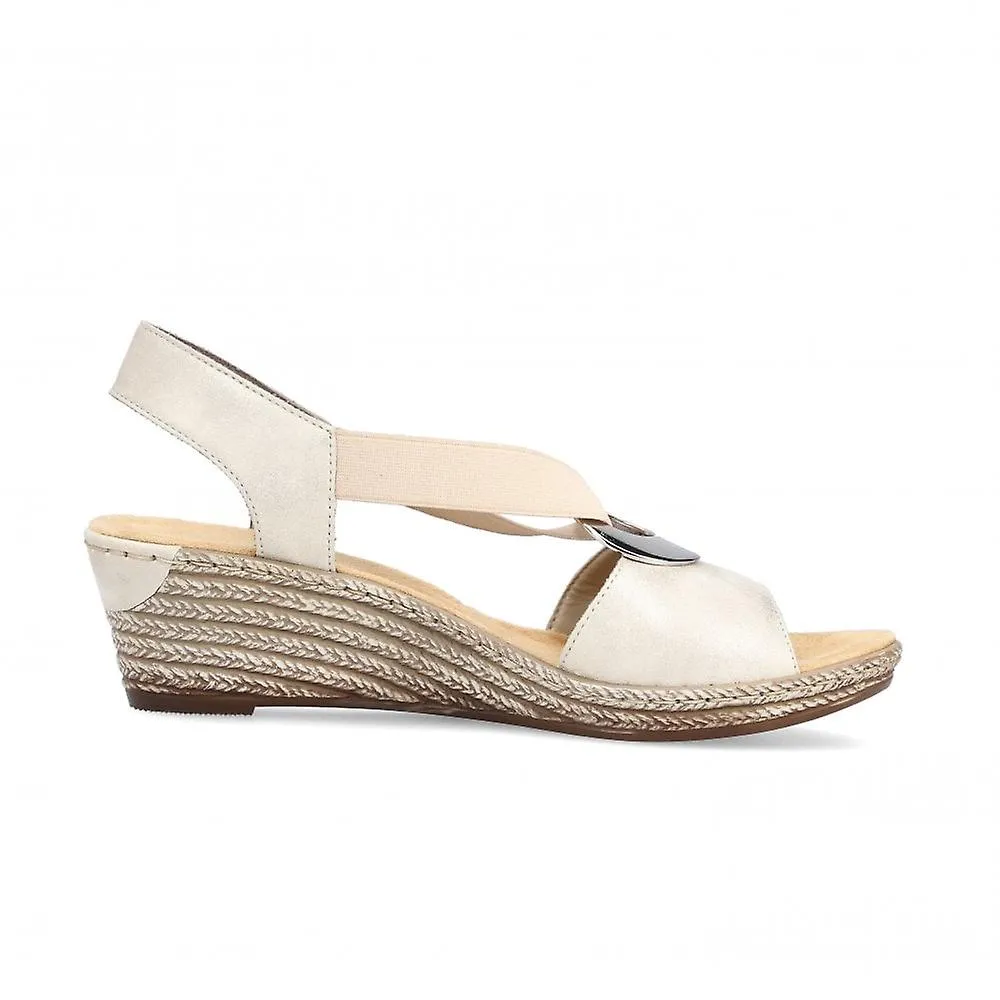 WOMEN'S RIEKER 624H660 | MUSCHEL BEIGE | WOMENS PULL ON SANDALS