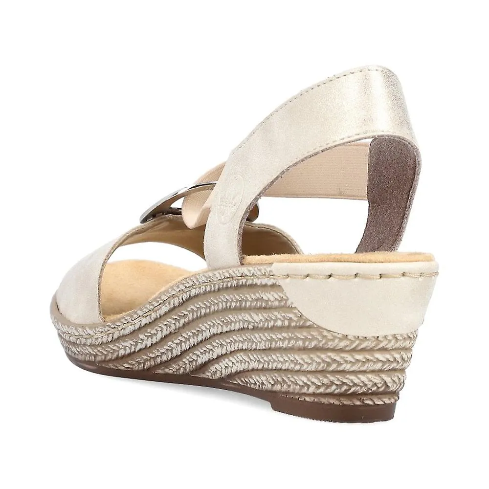 WOMEN'S RIEKER 624H660 | MUSCHEL BEIGE | WOMENS PULL ON SANDALS