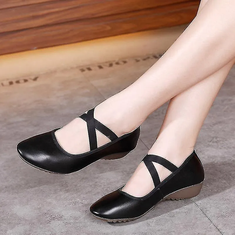 Zapatos de baile suaves para mujer de práctica cómodos de punta plana ligera redonda de Guanzai