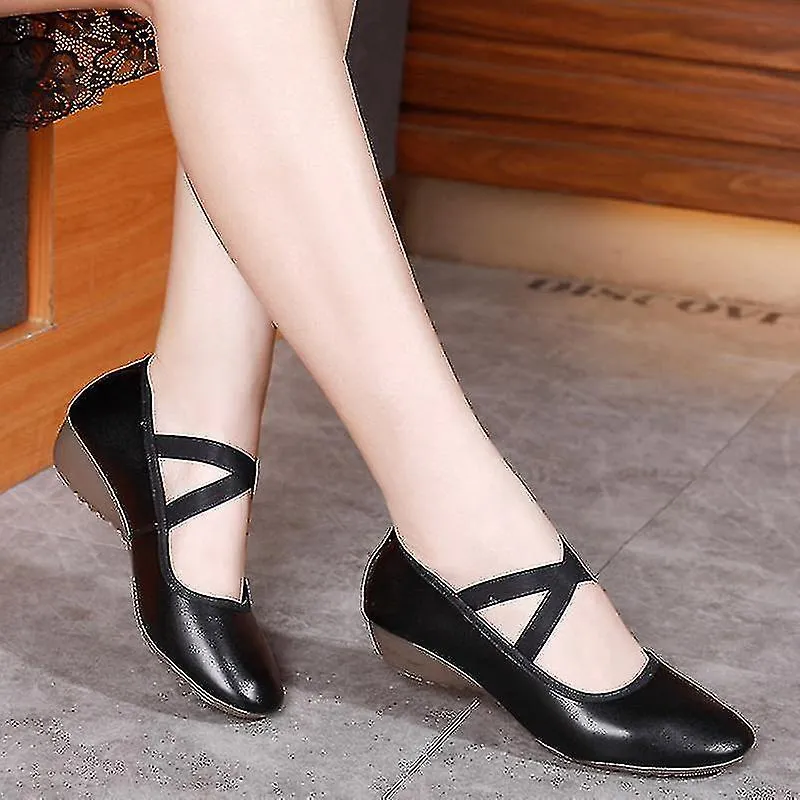 Zapatos de baile suaves para mujer de práctica cómodos de punta plana ligera redonda de Guanzai